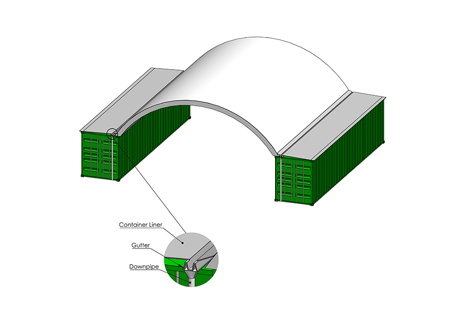 Container Shelter Liner, Gutter & downpipe