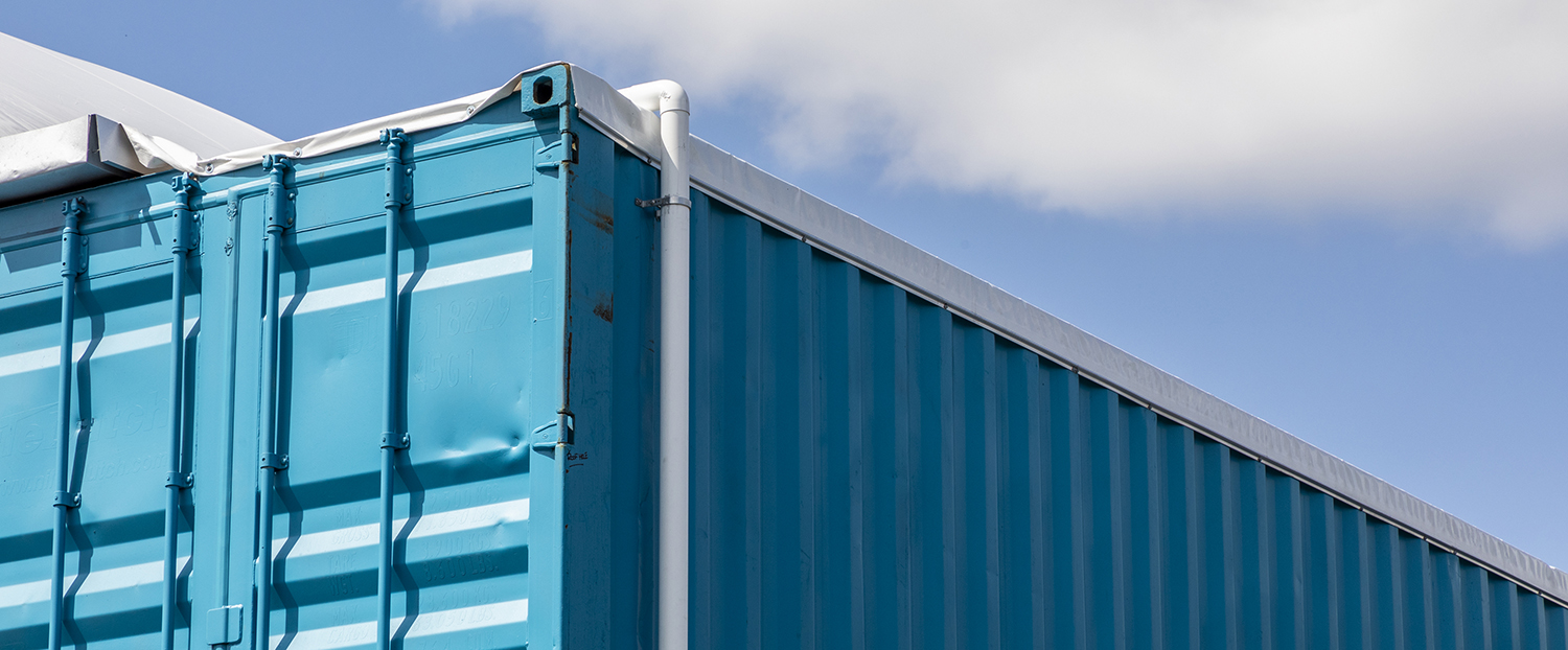 Blue shipping container