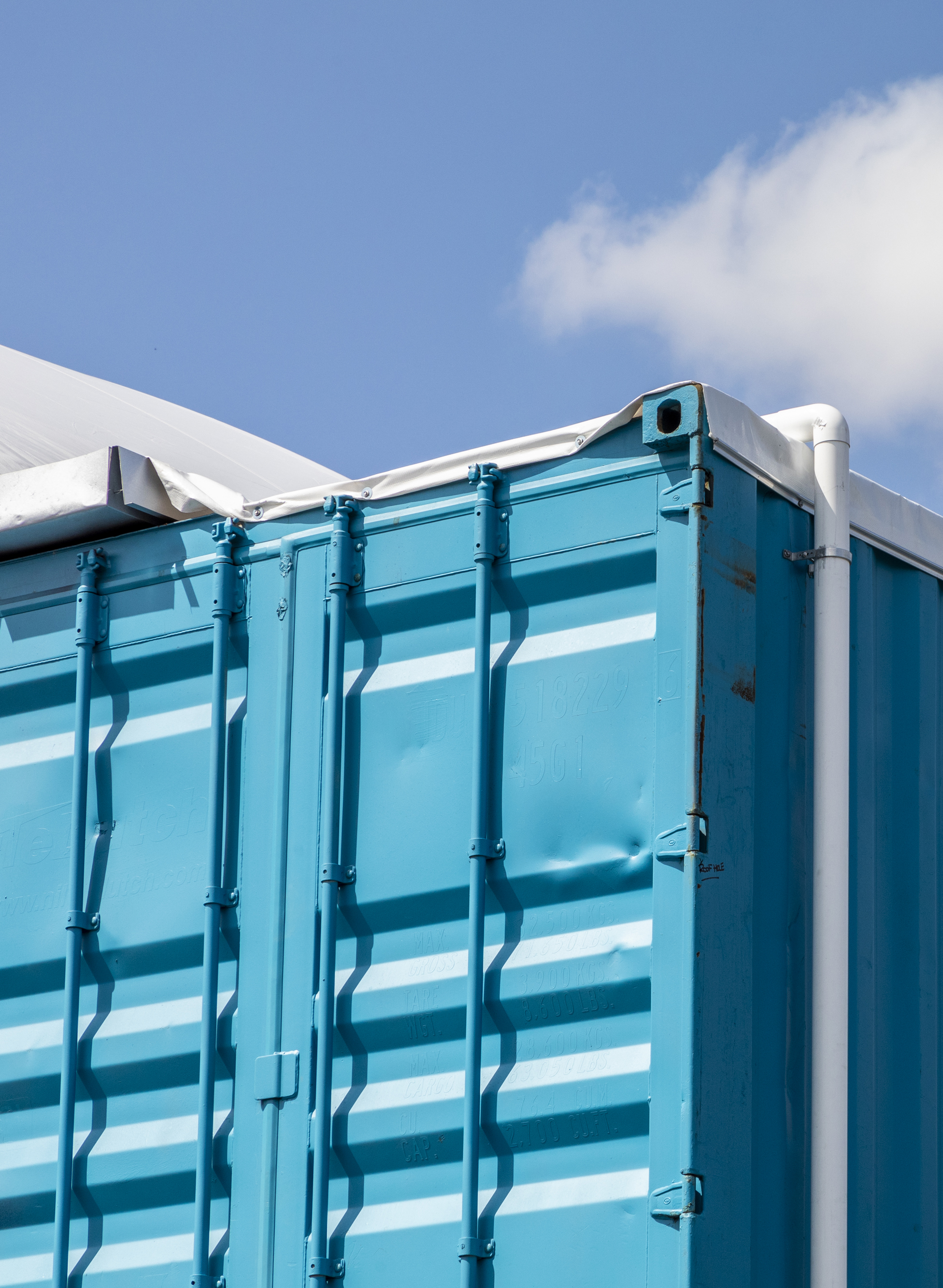 blue shipping container