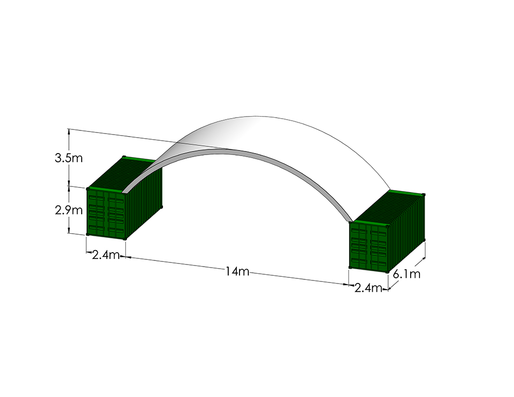 14m wide x 6.1m long