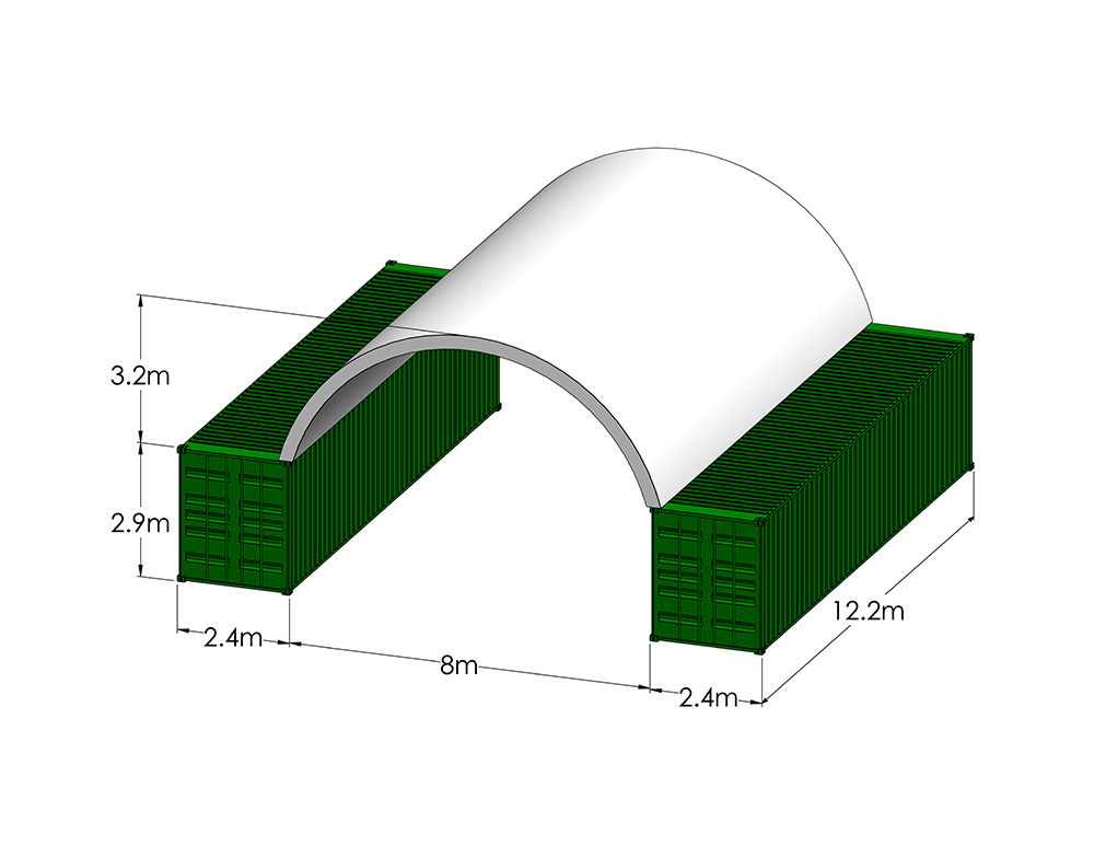 8m wide 12.2m long