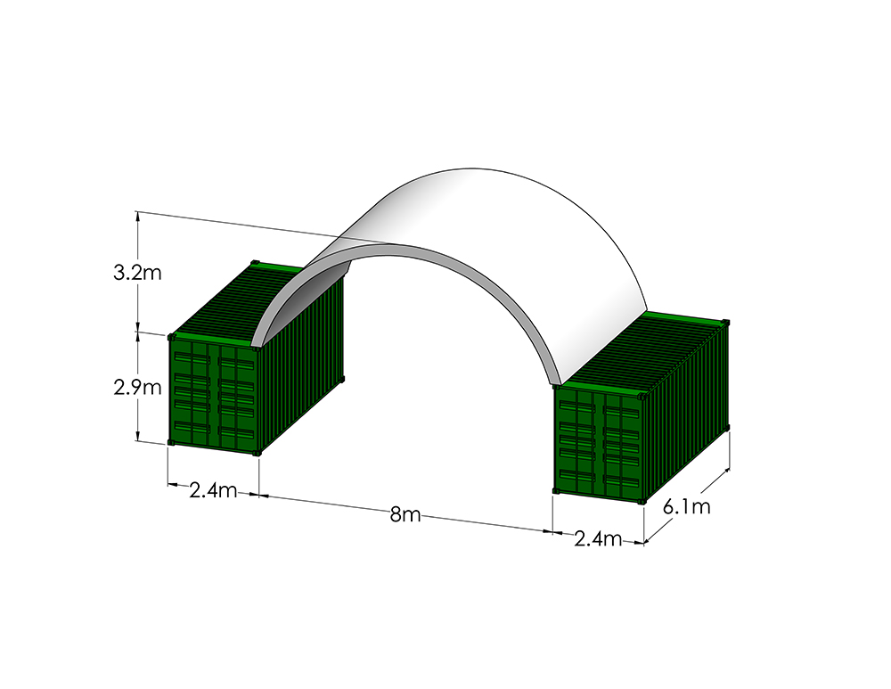 8m wide x 6.1m long