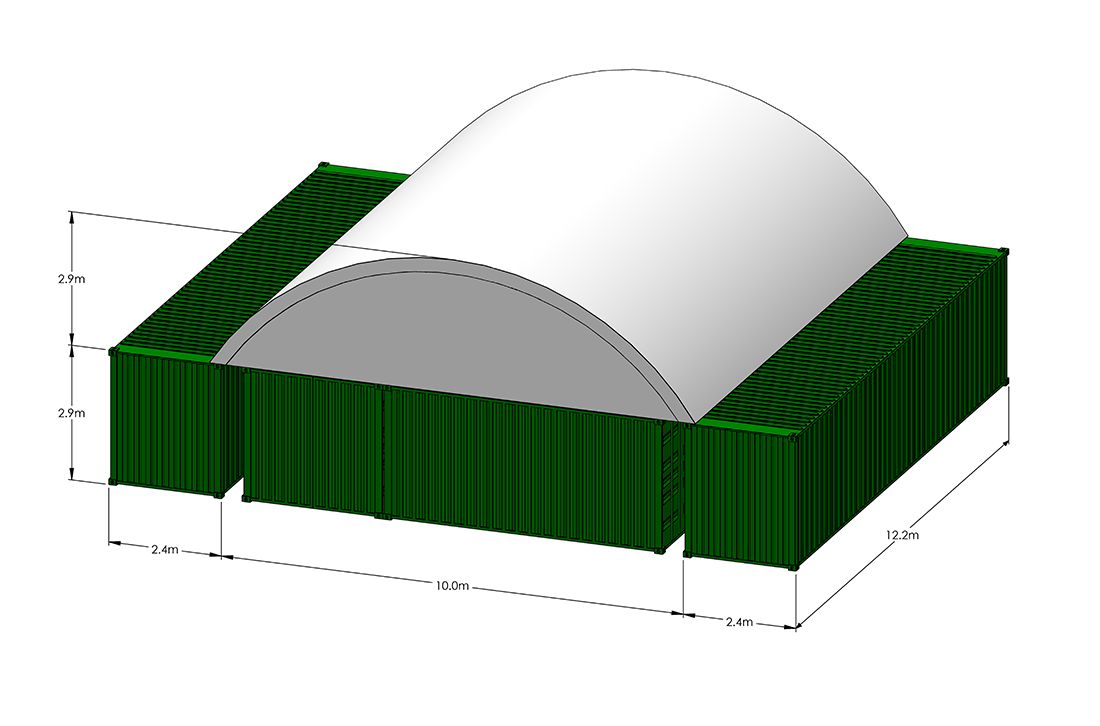 Top segment wall to container - inside mounted